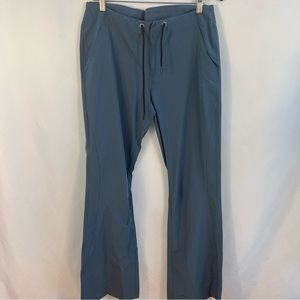 Womens Pants Flare Leg Blue Cargo Drawstring Size 14 Scrub Pockets